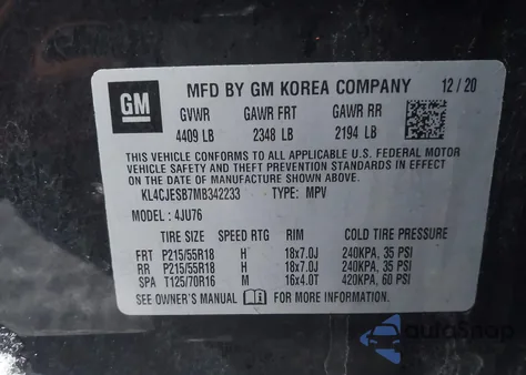 2021 Buick Encore Awd Preferred из США, поврежденный, VIN KL4CJESB7MB342233